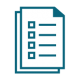 Graphical icon of two pieces of paper on top of each other; the top page has a check list on it